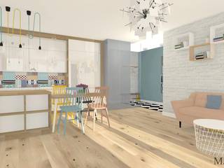 Mieszkanie na Wyżynach w Bydgoszczy, MJ-Atelier MJ-Atelier Ruang Keluarga Gaya Skandinavia