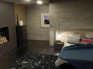 Camera ad letto in stile moderno con camino, Alessandro Chessa Alessandro Chessa Modern style bedroom