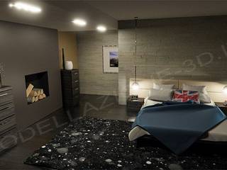 Camera ad letto in stile moderno con camino, Alessandro Chessa Alessandro Chessa 모던스타일 침실