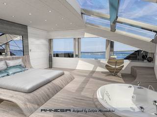 AMNESIA yacht, Letizia Alessandrini - Yacht & Interior Design Letizia Alessandrini - Yacht & Interior Design Modern Yatak Odası