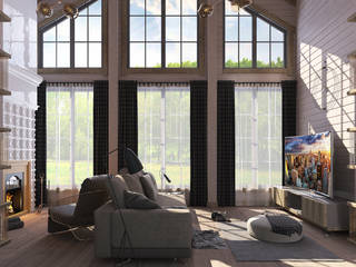 Деревянный дом из бруса, needsomespace needsomespace Eclectic style living room Wood Beige