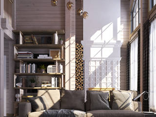 Деревянный дом из бруса, needsomespace needsomespace Living room Copper/Bronze/Brass