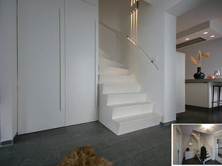 renovatie woning, KleurInKleur interieur & architectuur KleurInKleur interieur & architectuur Modern Corridor, Hallway and Staircase White