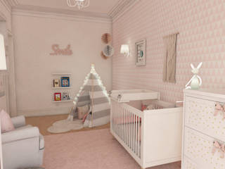 Projeto tranquilo de decoração de quarto de bebé , The Spacealist - Arquitectura e Interiores The Spacealist - Arquitectura e Interiores Pokój dla dziecka