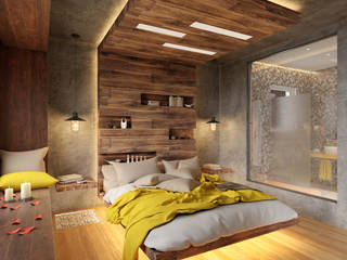 Private Apartment, H9 Design H9 Design Kamar Tidur Gaya Industrial