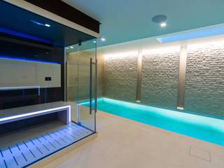 Luxury Indoor Pool with Counter Current Unit and Automatic Slatted Pool Cover , London Swimming Pool Company London Swimming Pool Company インフィニティプール