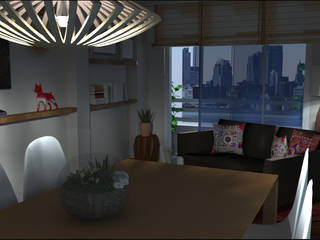 Modern Living and Dining room, SilviaKarounos Decor Studio SilviaKarounos Decor Studio Modern living room