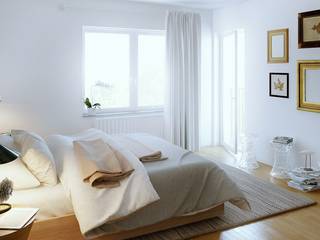 Quarto 3D para Suécia I, Dolcenea Design Dolcenea Design 北欧スタイルの 寝室