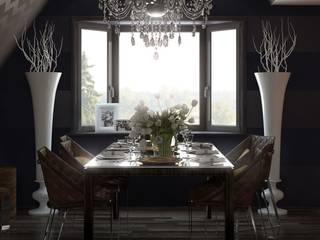 Dinning room with library @ Hatic, Dolcenea Design Dolcenea Design Classic style dining room