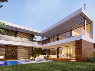 CASA SG1 - Moradia na Herdade da Aroeira - Projeto de Arquitetura, Traçado Regulador. Lda Traçado Regulador. Lda Biệt thự Gỗ Wood effect