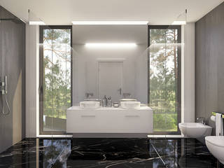 Moradia PF1, Traçado Regulador. Lda Traçado Regulador. Lda Moderne Badezimmer Stein Weiß