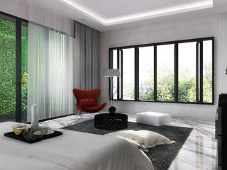 J House, Modern Style. Pematangsiantar City, Lighthouse Architect Indonesia Lighthouse Architect Indonesia Modern Bedroom