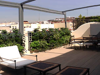 Terraza ático en Madrid: de triste y aburrida a llena de vida y frescor, AIR GARDEN AIR GARDEN ระเบียง, นอกชาน