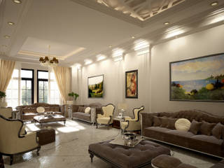 Private Villa Interior Design - Saudi Arabia, SPACES Architects Planners Engineers SPACES Architects Planners Engineers 客廳