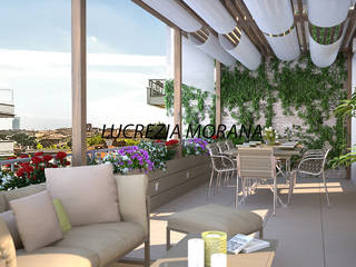 Terrazzino con vista su Torino Lucrezia Morana - ML Modellazione 3D & Rendering Balcone, Veranda & Terrazza in stile moderno