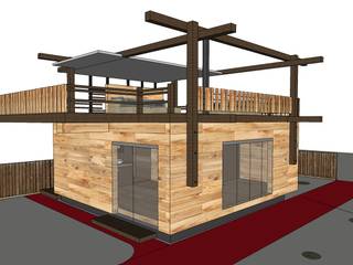 Баня Хай Тек, Ecoles System Ecoles System Minimalist balcony, veranda & terrace Wood Wood effect