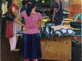 Avail “Fish market” Still Life Painting by Shiva Prasad Reddy, Indian Art Ideas Indian Art Ideas ІлюстраціїКартини та картини