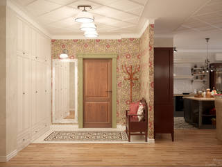 Дизайн коридора, кухни-гостиной в стиле фьюжн в квартире, г.Краснодар, Студия интерьерного дизайна happy.design Студия интерьерного дизайна happy.design Коридор