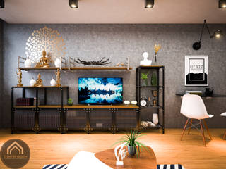 รีโนเวท JW Condo, Diameter Design Diameter Design Eclectic style living room Concrete Black