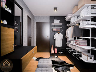 รีโนเวท JW Condo, Diameter Design Diameter Design Eclectic style dressing room Concrete Black