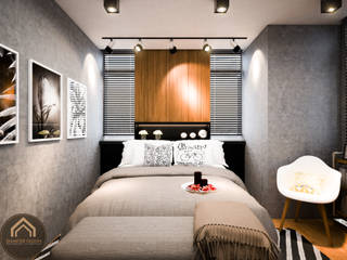 รีโนเวท JW Condo, Diameter Design Diameter Design Eclectic style bedroom Concrete Black