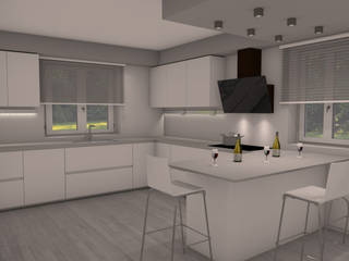 CUCINA MODERNA CON PENISOLA: Fantastico studio bianco, G&S INTERIOR DESIGN G&S INTERIOR DESIGN Kitchen MDF