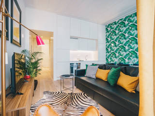 Apartamento T1 | Lisboa, YS PROJECT DESIGN YS PROJECT DESIGN Tropische Wohnzimmer Grün