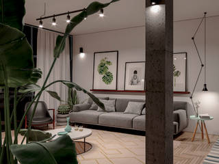 Reforma apartamento em Turmalina, A Pino Arquitetos A Pino Arquitetos Living room