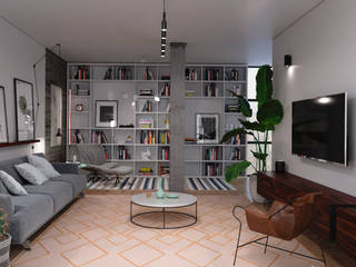Reforma apartamento em Turmalina, A Pino Arquitetos A Pino Arquitetos Moderne Wohnzimmer Weiß TV- und Mediamöbel
