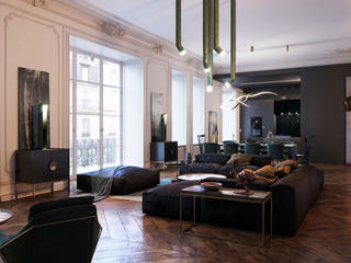 Апартаменты в Руане, Франция, Grynevich Architects Grynevich Architects Eclectische woonkamers
