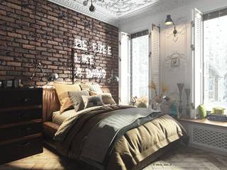 спальня для девушки, Diveev_studio#ZI Diveev_studio#ZI Спальня в стиле лофт