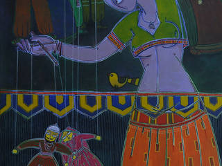 Purchase “Lady with a puppet 2” Figurative Painting at Indian Art Ideas, Indian Art Ideas Indian Art Ideas Інші кімнати