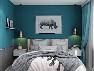 Дизайн-проект 3к.кв. в ЖК Царицынский (100,4 кв.м), ДизайнМастер ДизайнМастер Eclectic style bedroom Blue