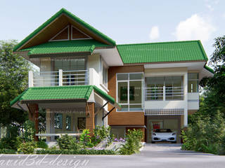 แบบบ้านต้นแสง, fewdavid3d-design fewdavid3d-design Eclectic style houses