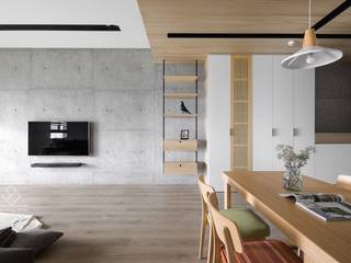 新竹-親家Qest-蕭宅, 極簡室內設計 Simple Design Studio 極簡室內設計 Simple Design Studio Ruang Keluarga Gaya Skandinavia Parket Wood effect