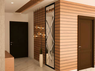 Entry wall paneling homify Asian style corridor, hallway & stairs