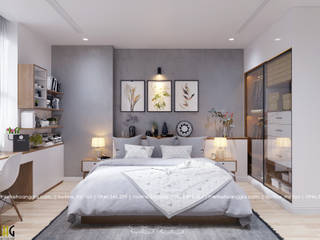 Thiết kế nội thất chung cư 55m cho chị Lan Anh, Nội Thất Hoàng Gia Nội Thất Hoàng Gia Спальня Чорний