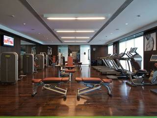 Lodha Bellissimo Clubhouse, Racheta Interiors Pvt Limited Racheta Interiors Pvt Limited Moderner Fitnessraum