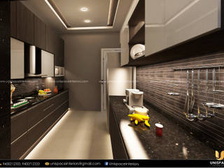 APARTMENT -FLAT INTERIOR -CONTEMPORORY -KITCHEN-MODULAR KITCHENS, UNISPACE INTERIOR UNISPACE INTERIOR