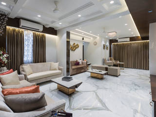 Interior in Mumbai Suburb, Tanuja and Associates Tanuja and Associates モダンデザインの リビング