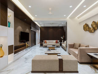 Interior in Mumbai Suburb, Tanuja and Associates Tanuja and Associates モダンデザインの リビング