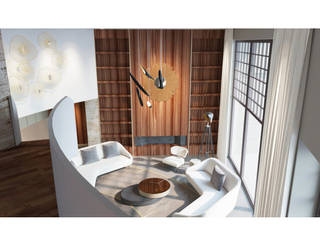 Duplex Privé, Studio Elodie Goddard Studio Elodie Goddard Salas de estar modernas Madeira Efeito de madeira