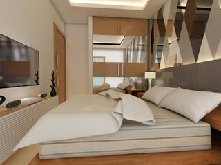 Bihani Residence and Interiors, Studio Rhomboid Studio Rhomboid Modern style bedroom Glass