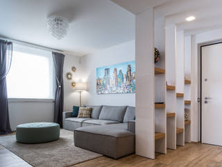 Un progetto sartoriale, QUADRASTUDIO QUADRASTUDIO Modern living room Wood Grey