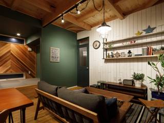 house-11, dwarf dwarf Rustic style living room