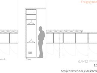 GANTZ - Einbauschrank unter Dachschräge und Raumteiler mit Stauraum, GANTZ - Regale und Einbauschränke nach Maß GANTZ - Regale und Einbauschränke nach Maß Modern Bedroom Engineered Wood Transparent