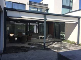 Outdoor Living Pergola Awning - Cubola -, Flybird Installations Ltd Flybird Installations Ltd Modern balcony, veranda & terrace Aluminium/Zinc