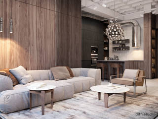 Moscow loft, Diff.Studio Diff.Studio Industrial style living room