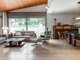 PROYECTO INTEGRAL DE CONSTRUCCIÓN DE VIVIENDA UNIFAMILIAR EN LLEIDA, Decara Decara Living room Wood Wood effect