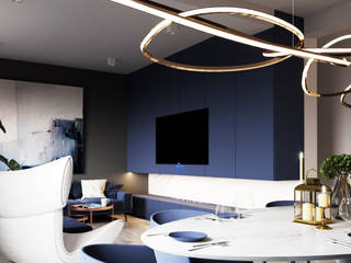 Wnętrze apartamentu 120m2 w Dąbrowie Górniczej, Ale design Grzegorz Grzywacz Ale design Grzegorz Grzywacz Salas de estilo minimalista Azul